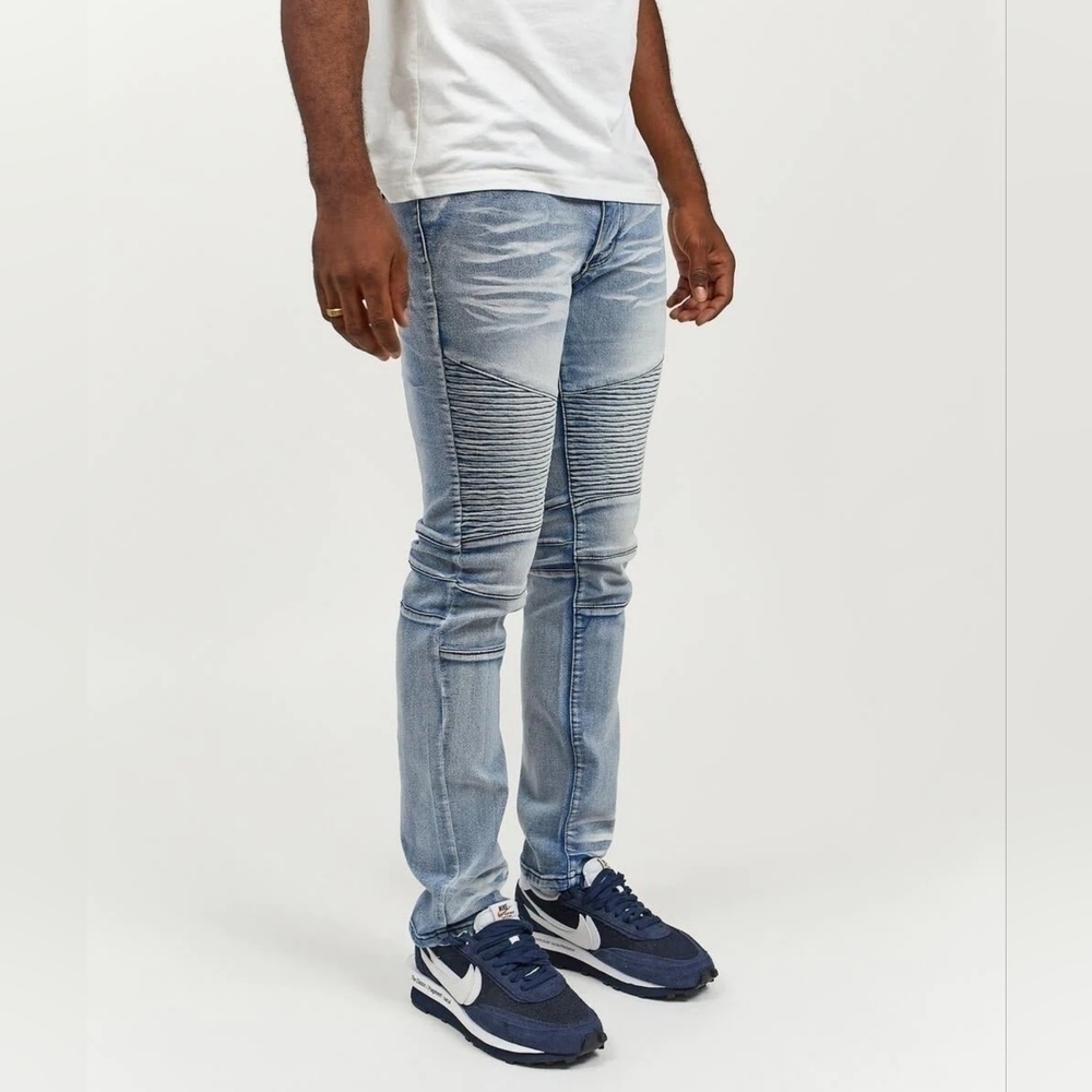 Reason|Mens Premium Distressed Denim Jeans Light Wash Leisure Sz.32X31.5